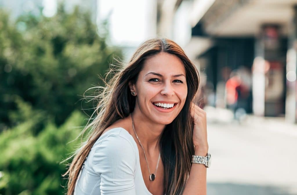 Woman smiling showing off her teeth