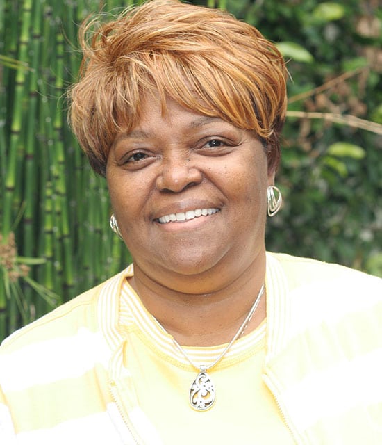 Woman smiling with FOY dentures